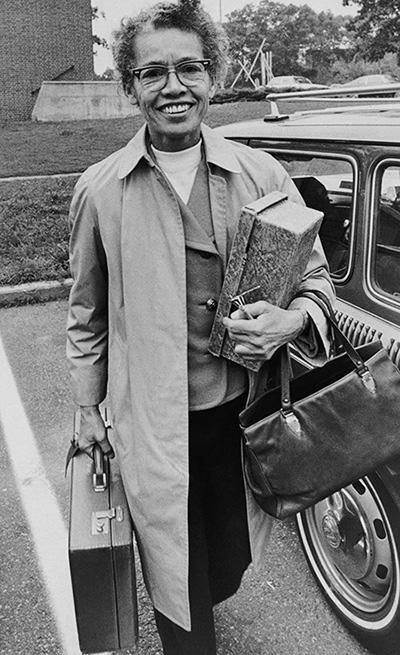 Dr. Pauli Murray, then a law professor at Brandeis University, arrives for classes in Waltham, Mass. on Sept. 27, 1971. — Photo by Frank C. Curtin AP