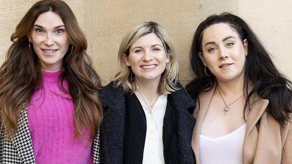 Writer Juno Dawson (l) with actors Jodie Whittaker, and Charlie Craggs — Photo courtesy of BBC