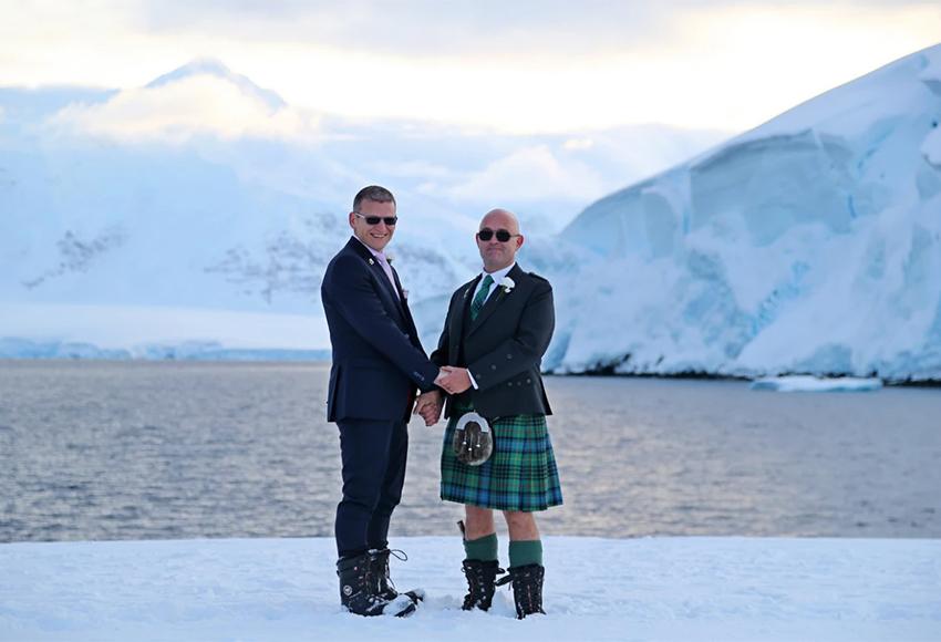Stephen Carpenter and Eric Bourne on their wedding day — Photo by Richard Turner / British Antarctic Survey