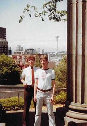 Tim and Martin, 1983, Plymouth Pillars Park — Photo courtesy of Martin Lee