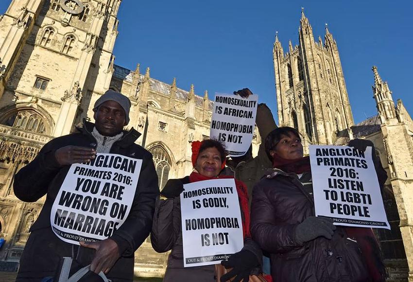 Christian Gay rights protestors in Canterbury — Photo by Toby Melville / Reuters