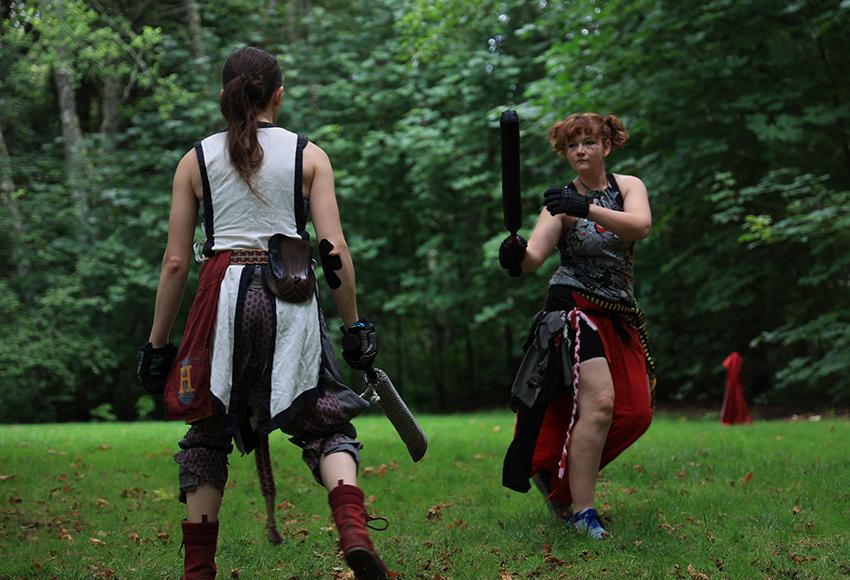 Two Amtgardians square off at a tournament — Photo by Jamie Velandra
