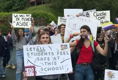 High school walkout in Kalama: Students support Trans classmate after assault