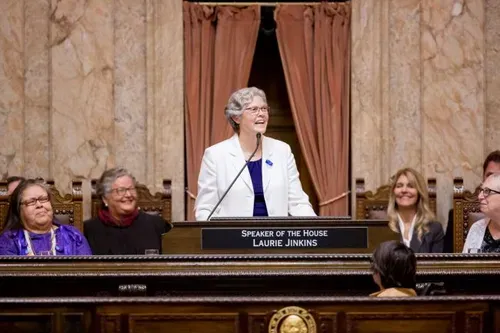  Local icon and Speaker of the House Laurie Jinkins speaks with the SGN