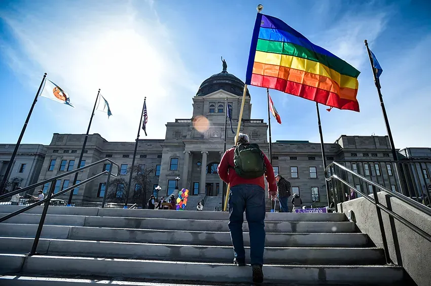 Demonstrators at the Montana State Capitol – Photo by Thom Bridge / AP
