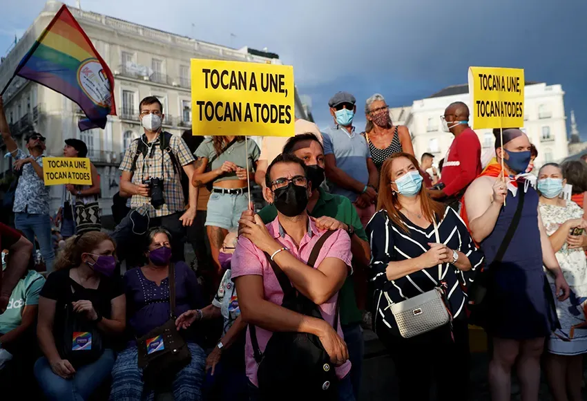 Activists in Puerta del Sol square in Madrid, Spain – Photo by Susana Vera / Reuters