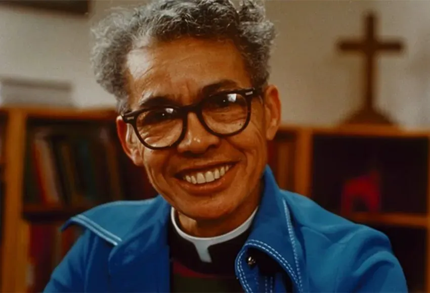 Pauli Murray seated in her study – Photo courtesy of Schlesinger Library, Harvard Radcliffe Institute