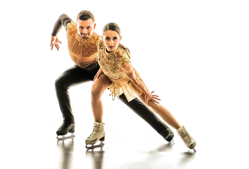 Lewis Gibson (l) with his skating partner Lilah Fear – Photo courtesy of British Figure Skating