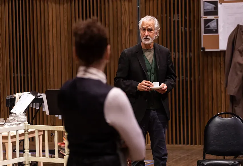 Mary Elizabeth Mastrantonio and David Strathairn in rehearsal for Ghosts at Seattle Rep –  Photo by Sayed Alamy 