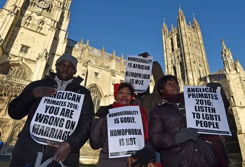 Christian Gay rights protestors in Canterbury – Photo by Toby Melville / Reuters