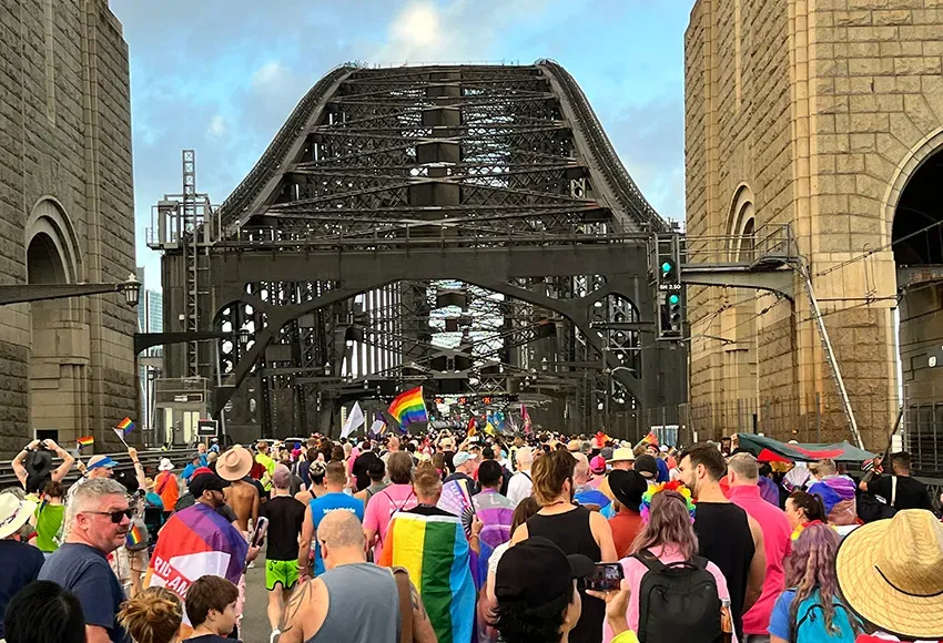 50,000 marches joined together to cross the Sydney Harbor Bridge for the last day of WorldPride – Photo by Dana Piccoli