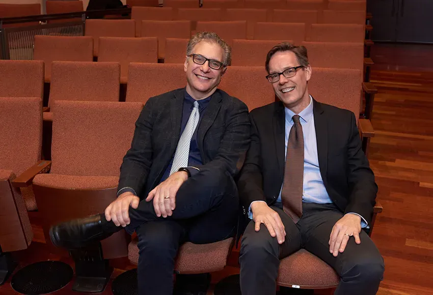 (r) Composer Jake Heggie and Librettist Gene Scheer – Photo by Stefan Cohen