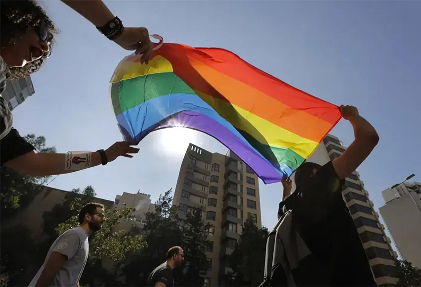 Queer marchers in Beirut, 2020 – Photo by Hassan Ammar / AP