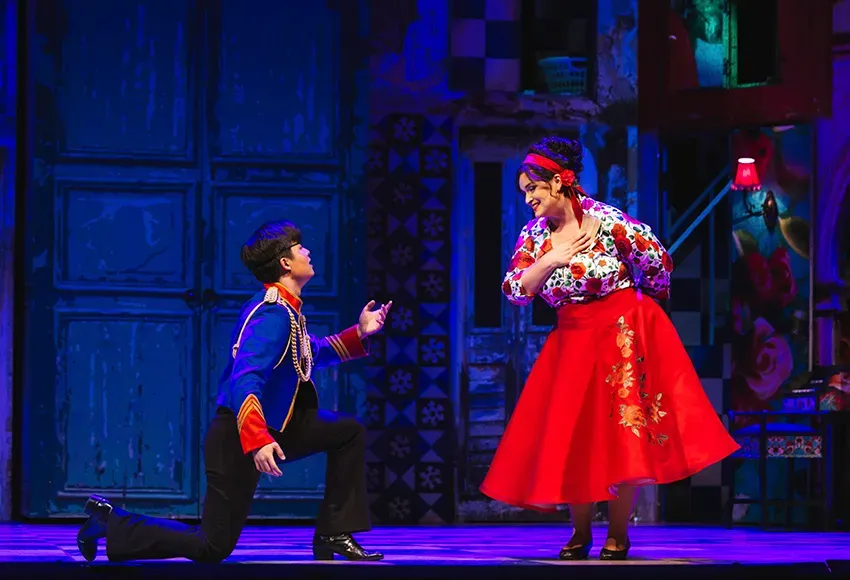 Duke Kim as Count Almaviva and Megan Moore as Rosina in The Barber of Seville at Seattle Opera –Sunny Martini