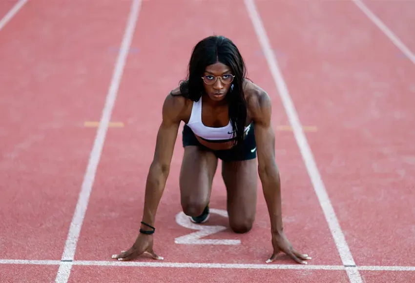 Trans athlete Halba Diouf was banned by World Athletics from competing at the 2024 Olympics – Gonzalo Fuentes / Reuters