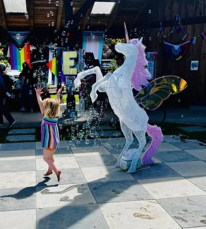 A young attendee dancing at the 2024 Pride Picnic. Photo courtesy of Greg Jamiel<br>